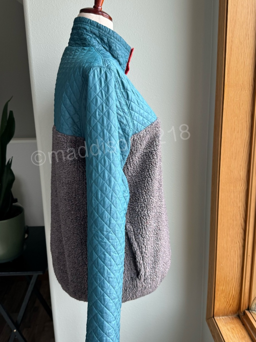 Patagonia Mixed Media Snap-T Pullover Large Crater Blue Sherpa Quilted Jacket L - Picture 6 of 15